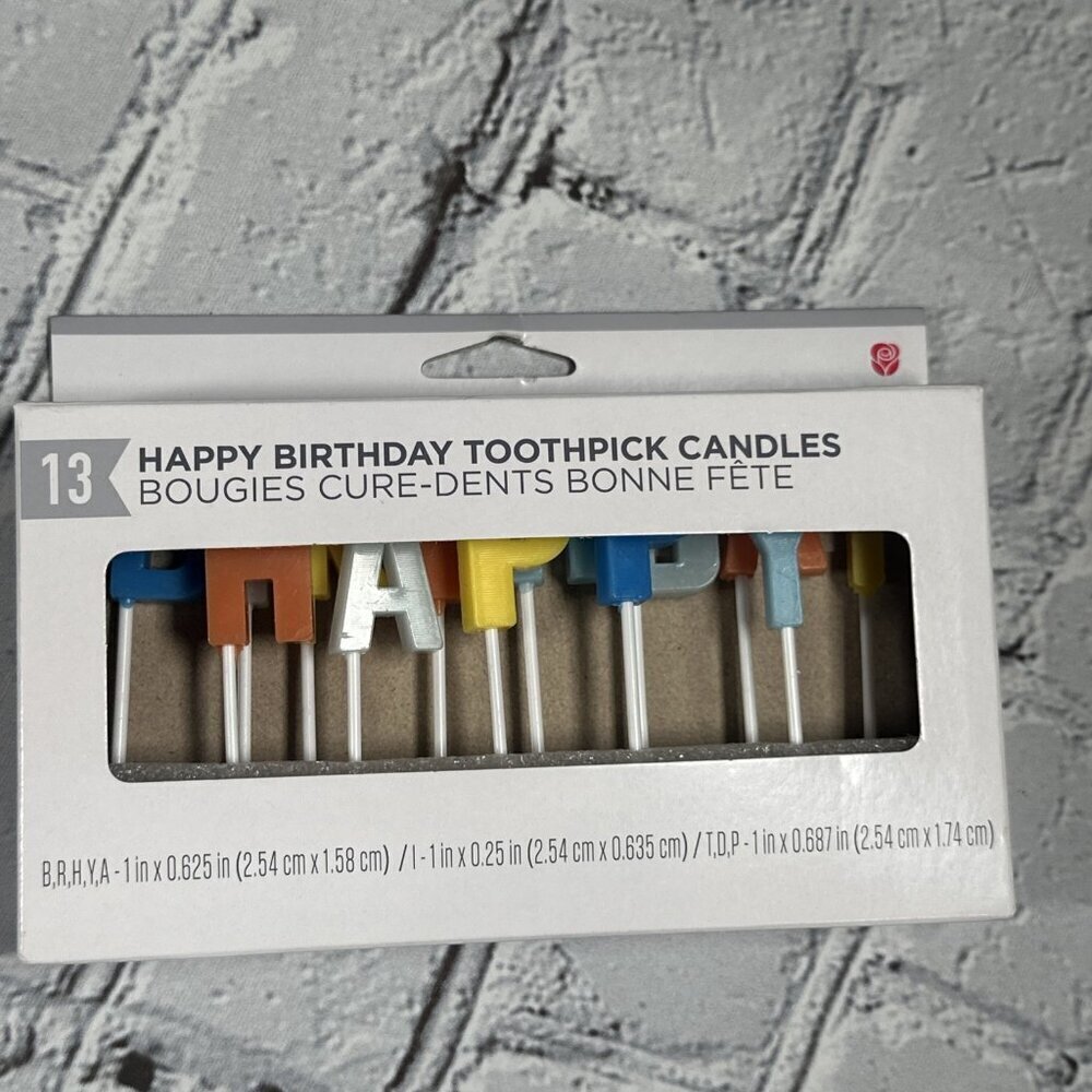 American Greetings Happy Birthday Toothpick Candle Set 13pc Blue Orange Yellow